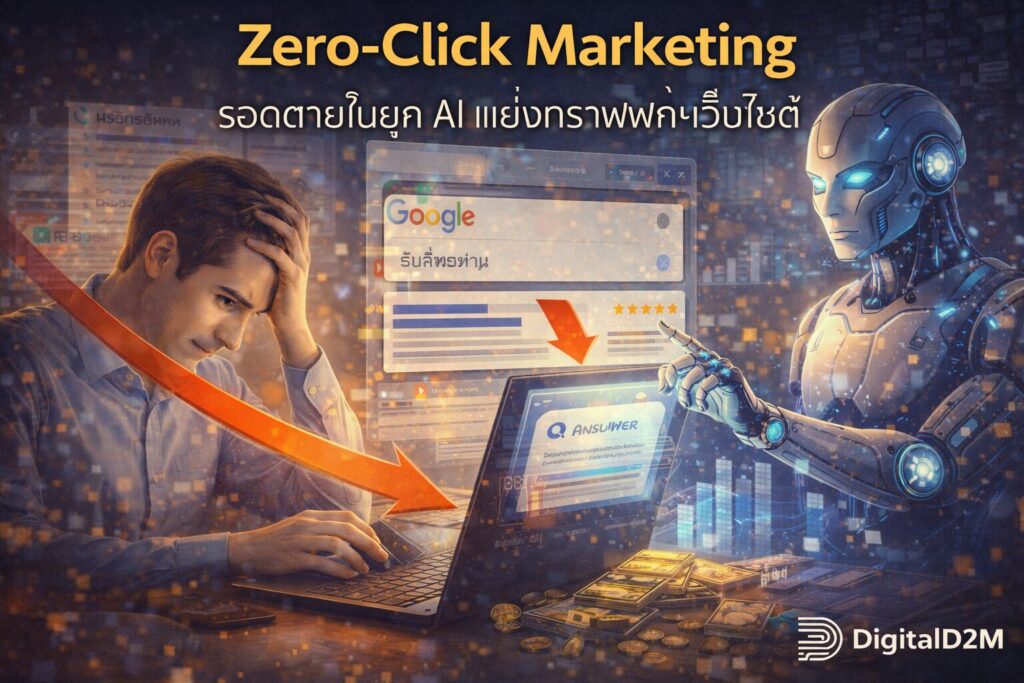 Zero-Click Marketing, AI Search, คอนเทนต์ไม่ง้อลิงก์, Brand Recall, ทราฟฟิกเว็บไซต์