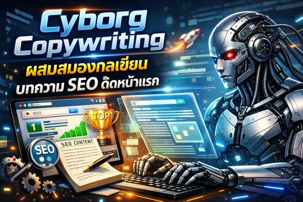 Cyborg Copywriting, บทความ SEO, เครื่องมือ AI, อัลกอริทึม Google, คอนเทนต์คุณภาพ