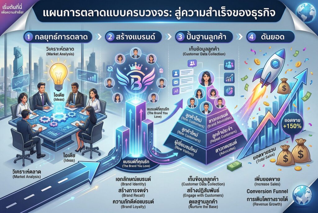 สร้างแบรนด์, ฐานลูกค้า, กลยุทธ์การตลาด, การตลาดออนไลน์, ยอดขาย