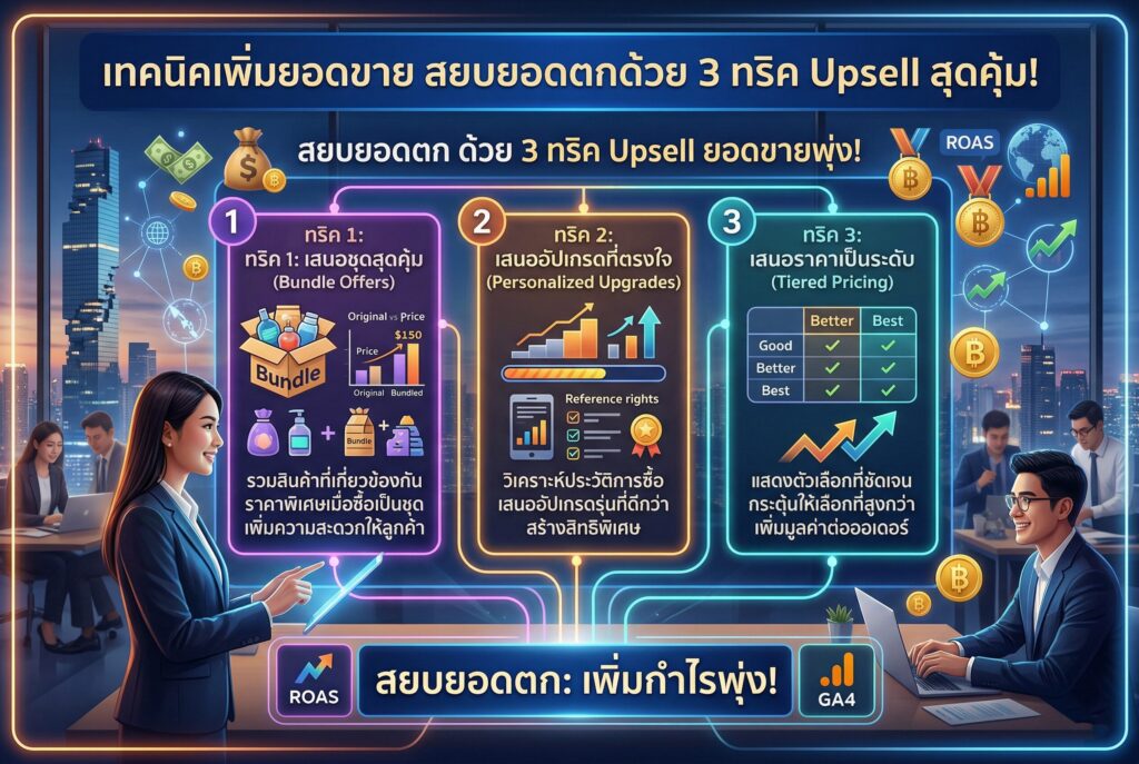 เทคนิคเพิ่มยอดขาย, การตลาดออนไลน์, กลยุทธ์การขาย, Upsell, หาลูกค้า