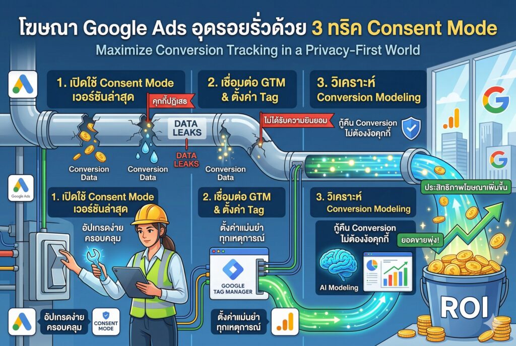 โฆษณา Google Ads, Consent Mode v2, AI วัดผล, ยิงแอดกูเกิล, เพิ่มยอดขาย
