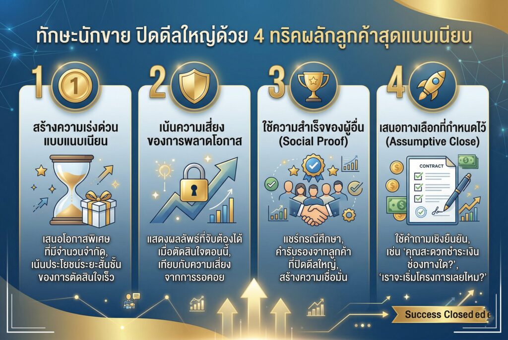 ทักษะนักขาย, จิตวิทยาผลักลูกค้า, ปิดการขาย B2B, คัดกรองลูกค้า, กลยุทธ์การขาย