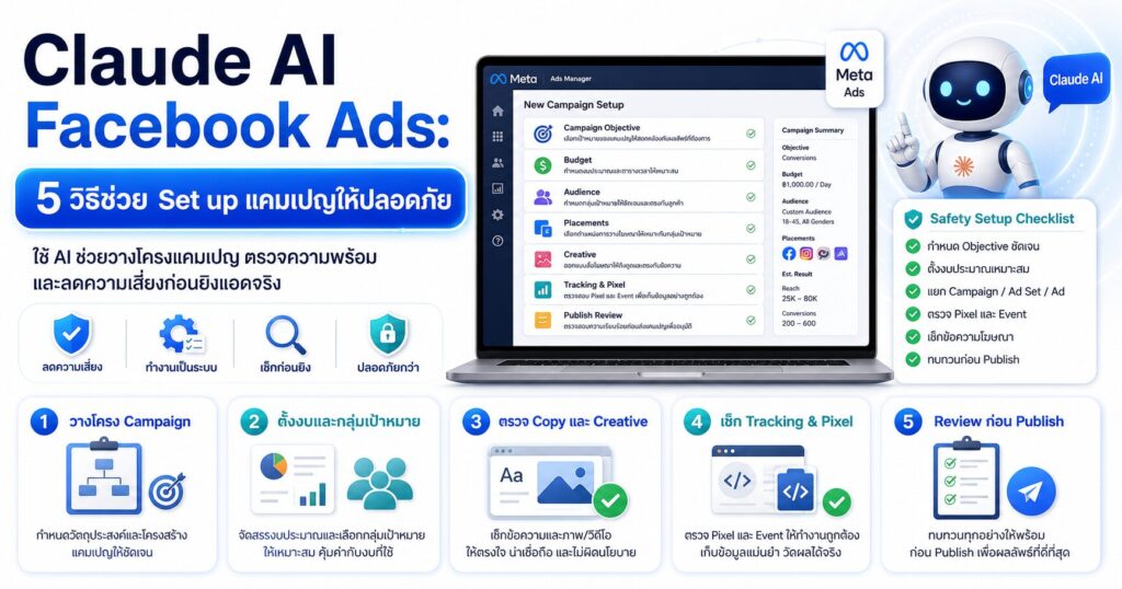 Claude AI Facebook Ads, Facebook Ads 2026, AI Setup Assistant, Facebook Ads Automation, กลยุทธ์ยิงแอด