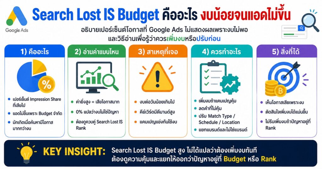 Search Lost IS Budget, Google Ads, Impression Share, เทคนิคยิงแอด, งบโฆษณา
