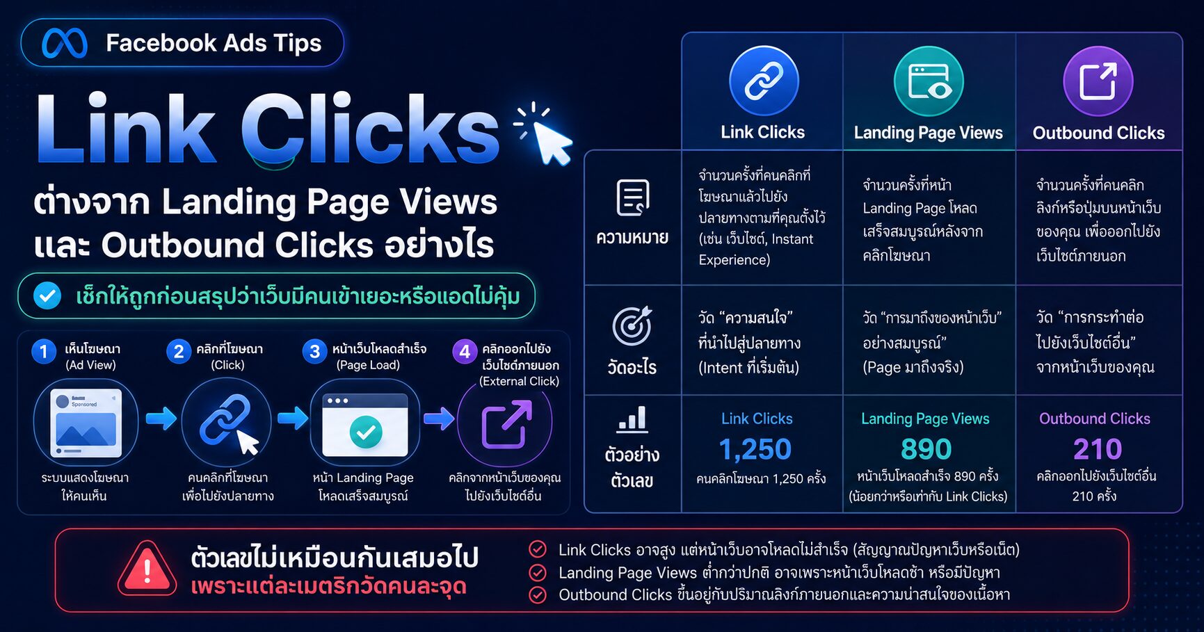Link Clicks Landing Page Views Outbound Clicks Landing Page View Rate Meta Ads และ Facebook Ads
