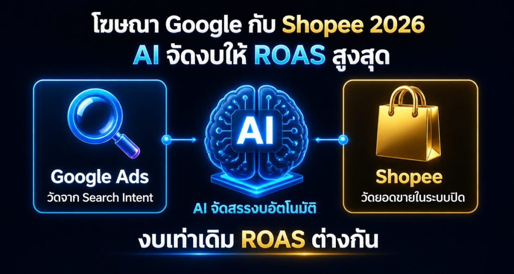 โฆษณา Google กับ Shopee 2026: AI จัดงบให้ ROAS สูงสุด